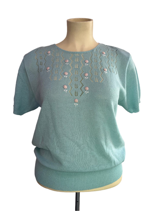 CURRENTS BLUE ROSE BUD TOP SZ 16