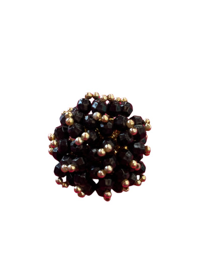 BLACK BEADED BROOCH