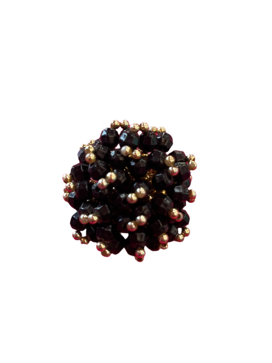 BLACK BEADED BROOCH