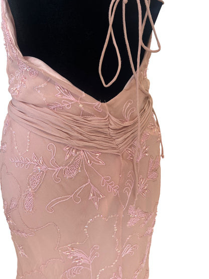 JENNY BANNISTER PINK BEADED SILK DRESS | 10
