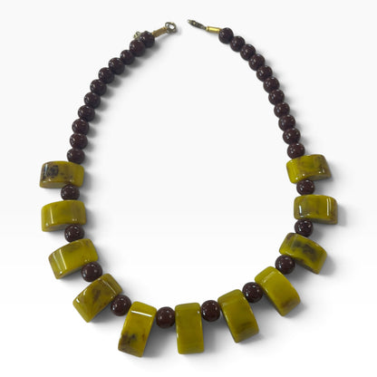 BROWN & CHARTREUSE NECKLACE