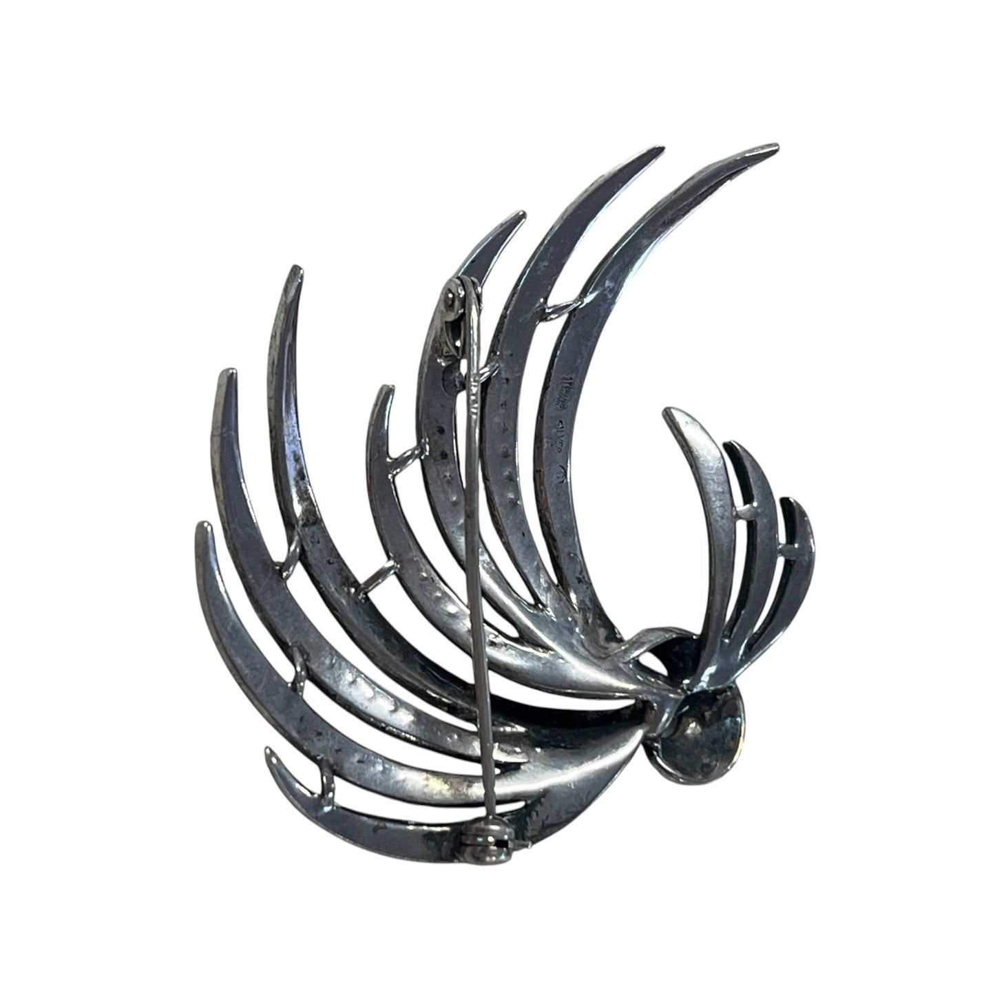 FEATHER SPRAY STERLING MARCASITE BROOCH