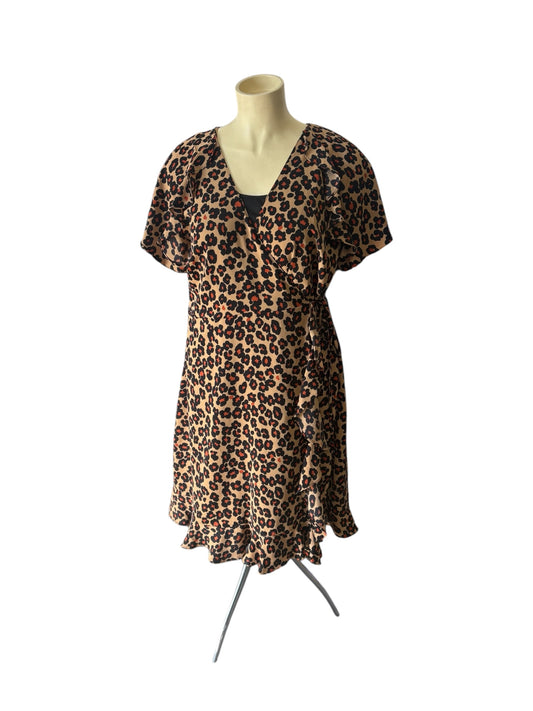 STELLA ROYAL LEOPARD WRAP DRESS | S (16-22)