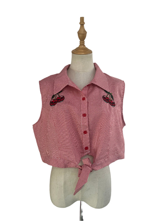 BANNED GINGHAM CHERRY TOP SZ 2XL