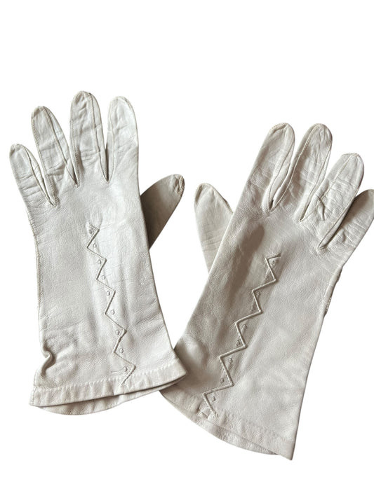 CREAM LEATHER GLOVES
