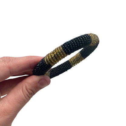 BLACK & GOLD BEADED BANGLE