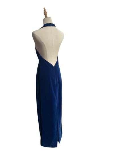 BLUE VELVET HALTER DRESS | 12