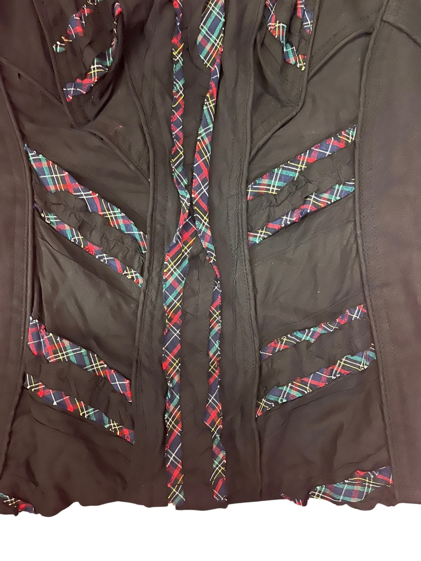 TRIPP NYC BLACK & TARTAN CORSET TOP | M