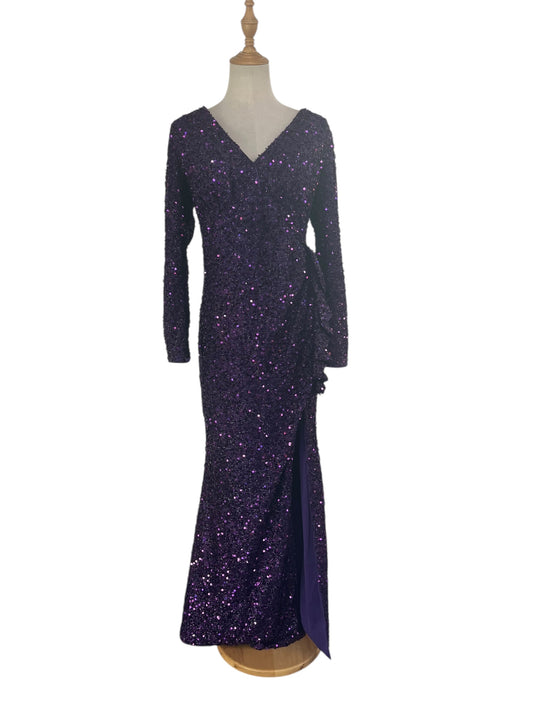 PURPLE SEQUIN DRESS SZ L 14