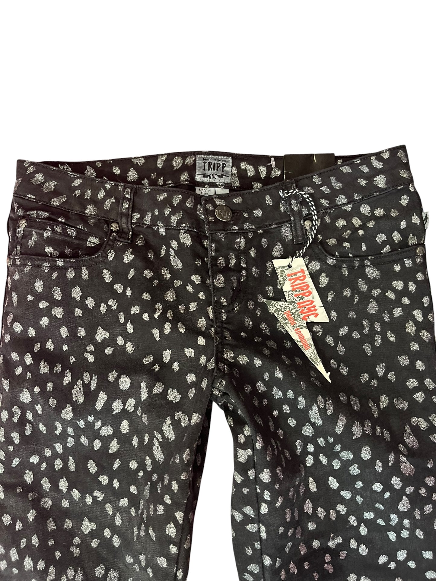 TRIPP NYC BLACK LEOPARD GLITTER SKINNY JEAN | 28