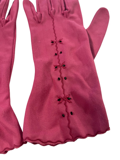 DUSKY PINK BEADED GLOVES