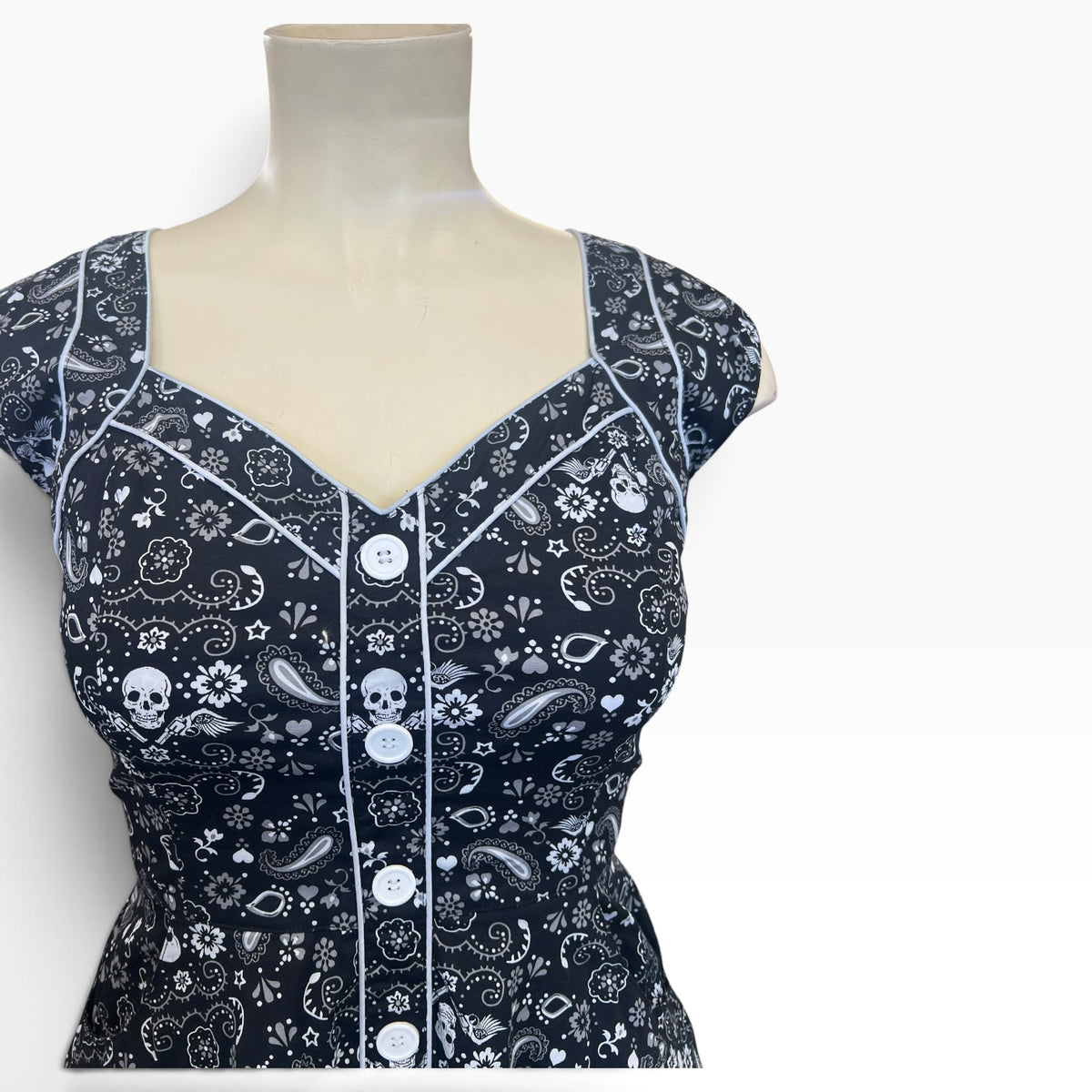HELL BUNNY SKULL PAISLEY DRESS | L