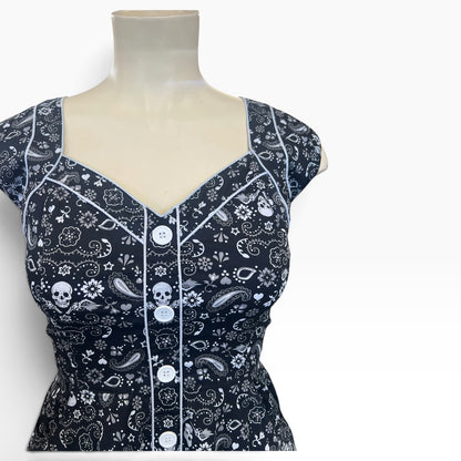 HELL BUNNY SKULL PAISLEY DRESS | L