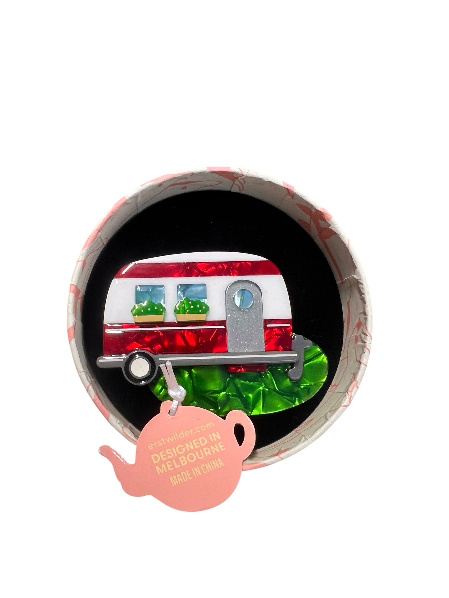 ERSTWILDER - HAPPY GLAMPER BROOCH (RED)