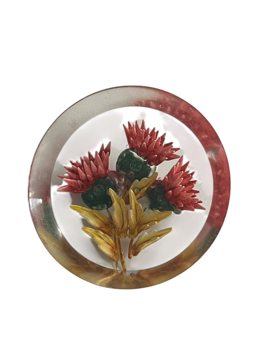 ROUND THISTLE LUCITE BROOCH