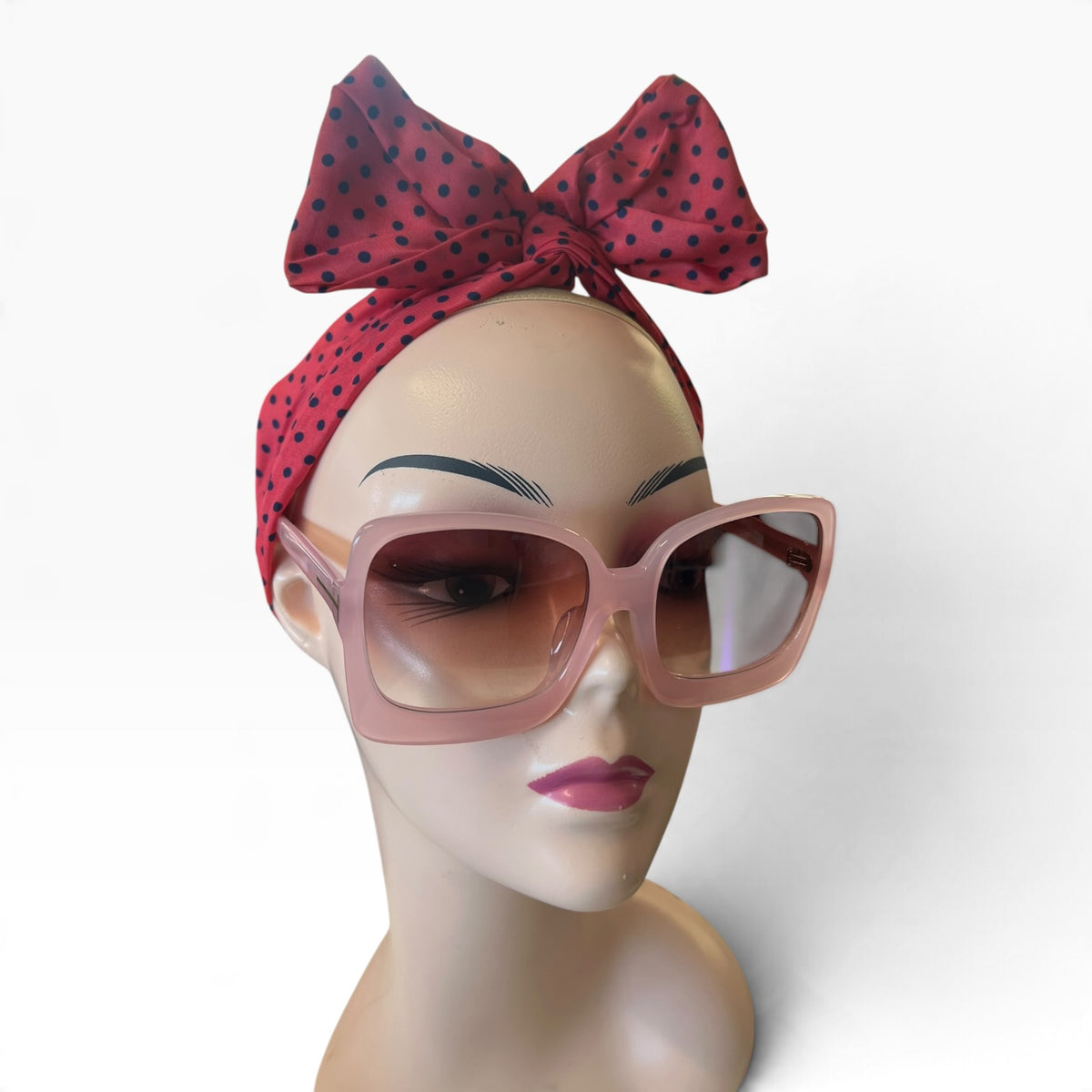 PINK & NAVY POLKADOT TWIST BAND