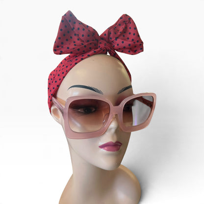 PINK & NAVY POLKADOT TWIST BAND
