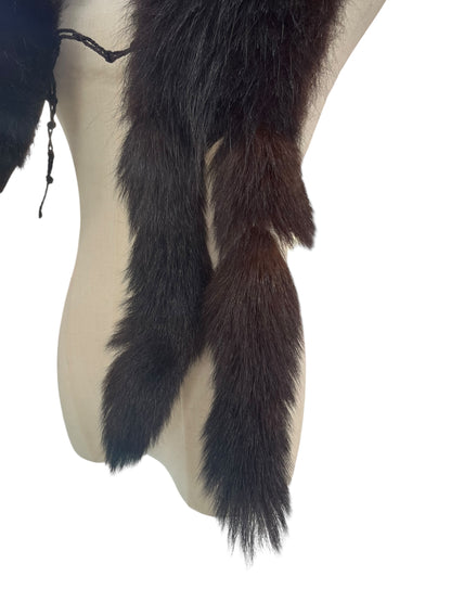 DARK FOX HEAD FUR STOLE