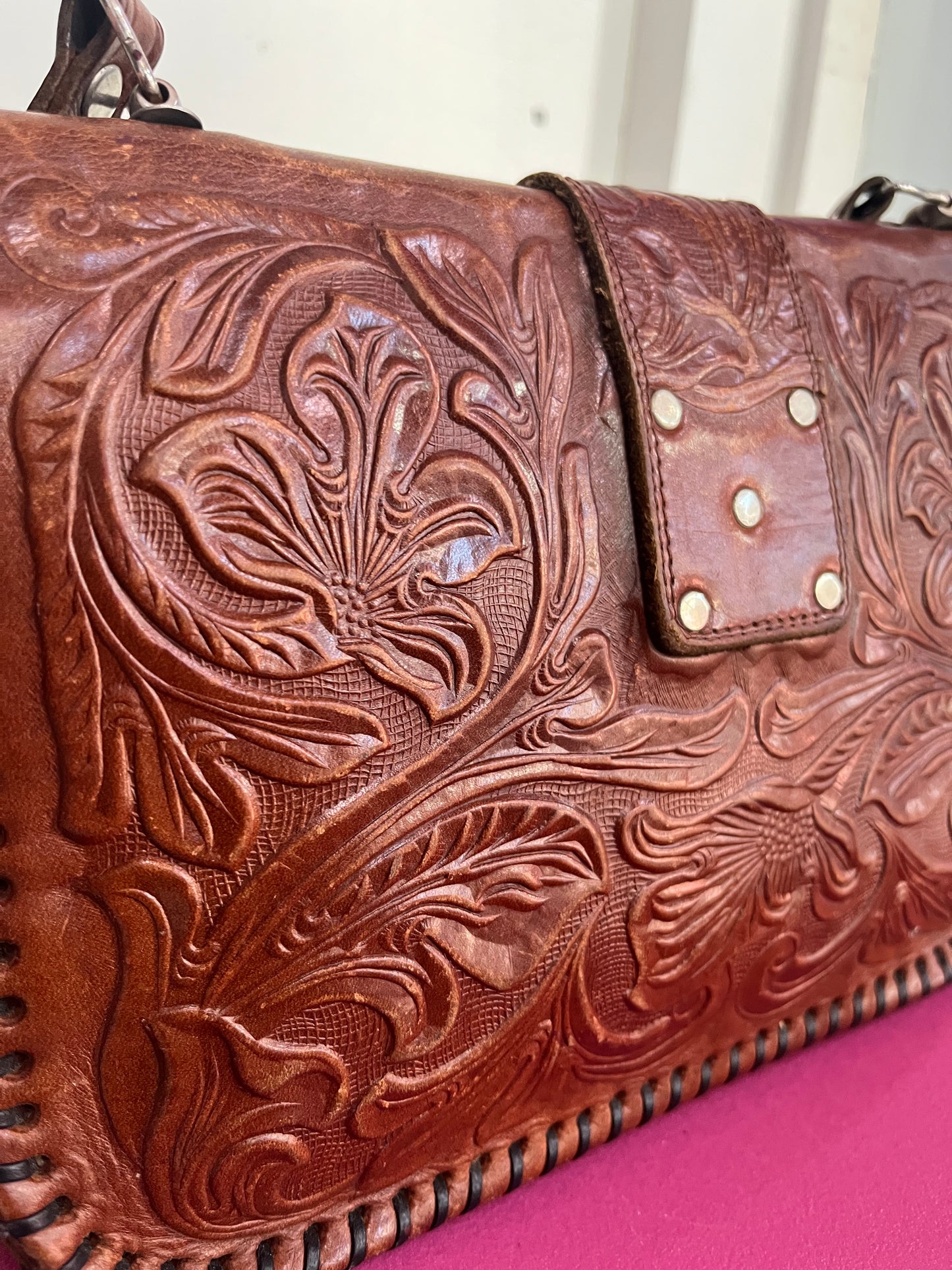 TOOLED LEATHER HANDBAG