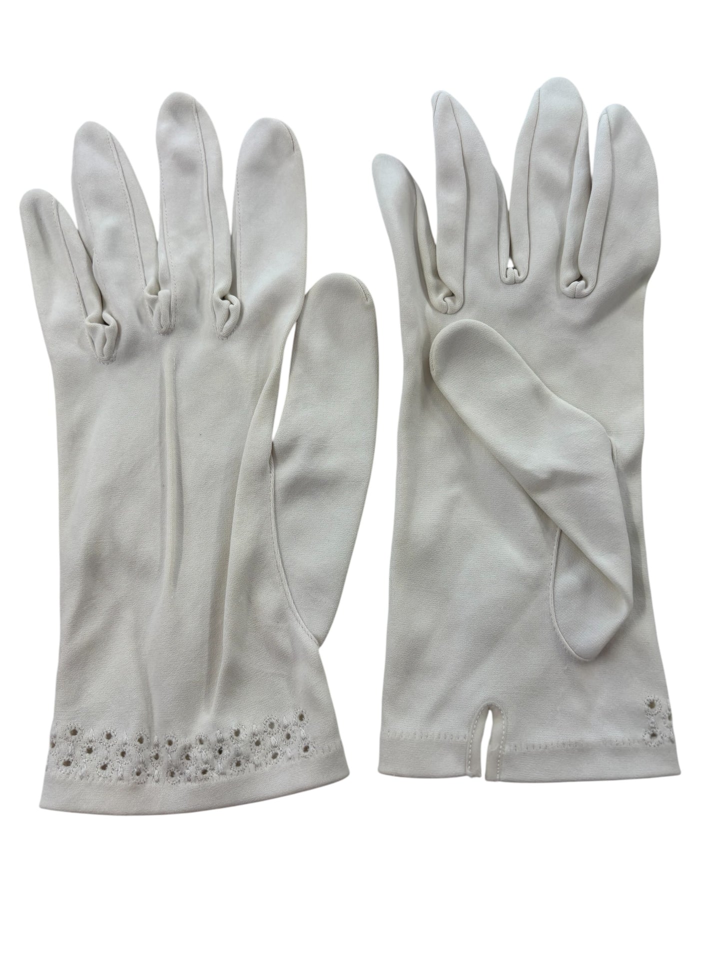 WHITE EMRBROIDERED GLOVES