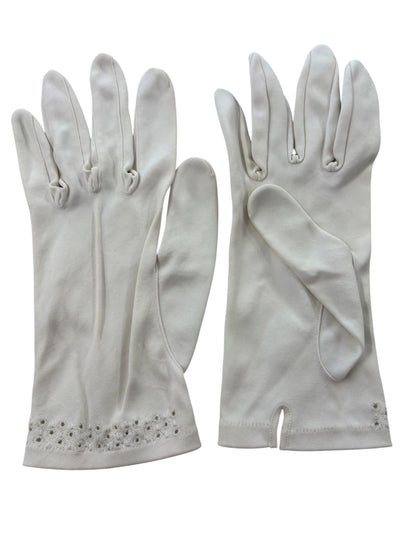 WHITE EMRBROIDERED GLOVES