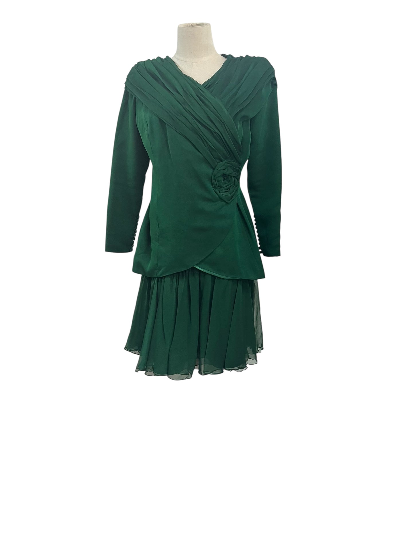 GREEN SILK SKIRT & JACKET | 10
