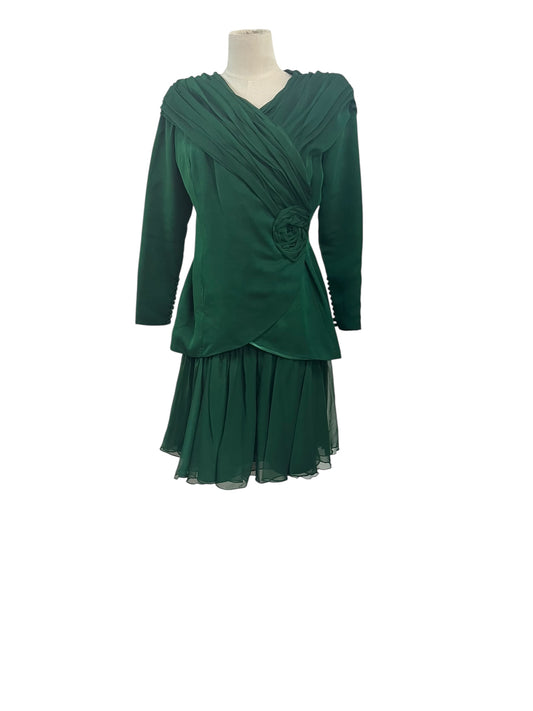 GREEN SILK SKIRT & JACKET | 10