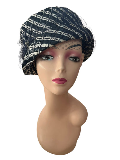 NAVY RAFFIA HAT
