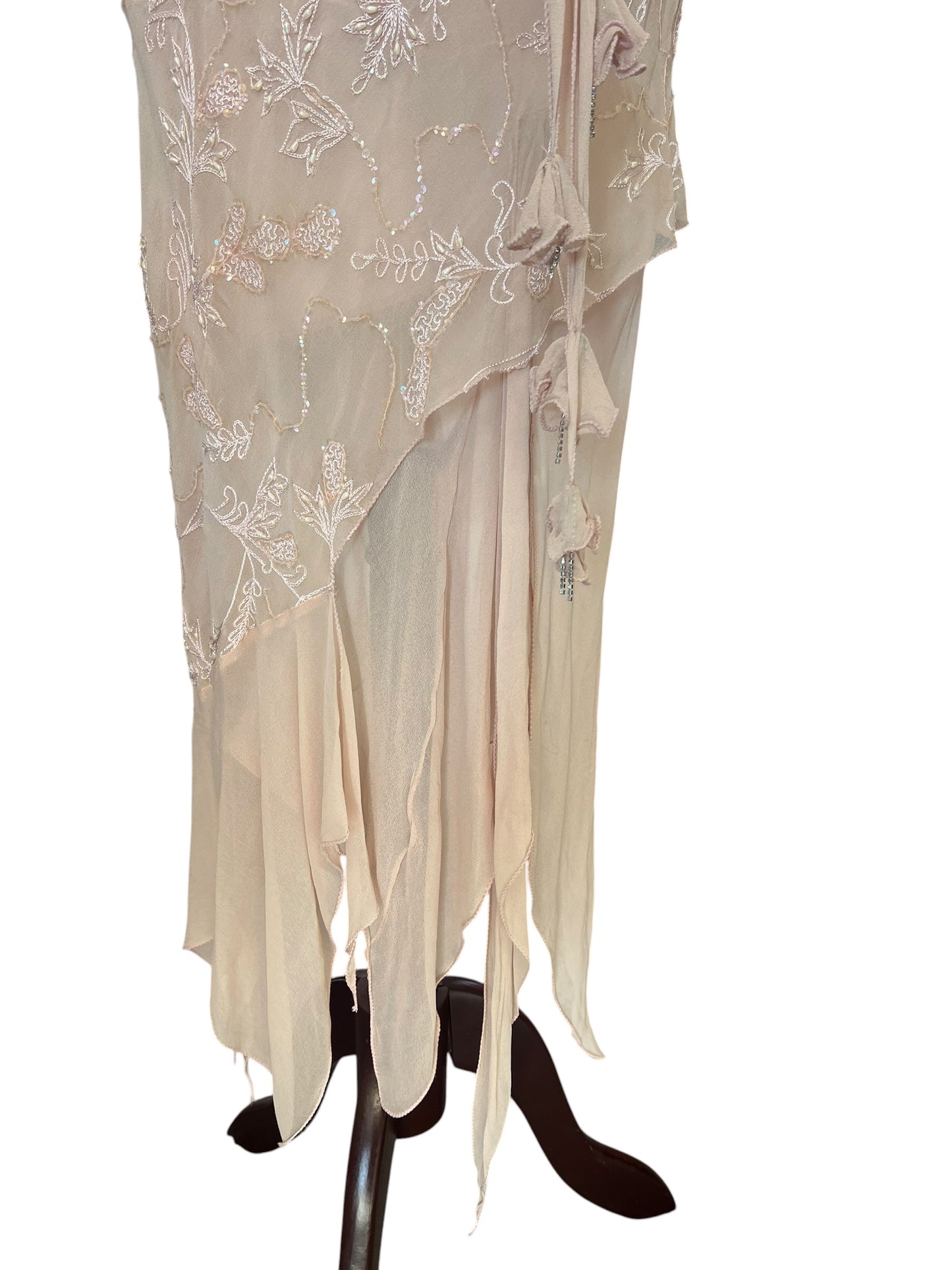 JENNY BANNISTER PINK BEADED SILK DRESS | 10