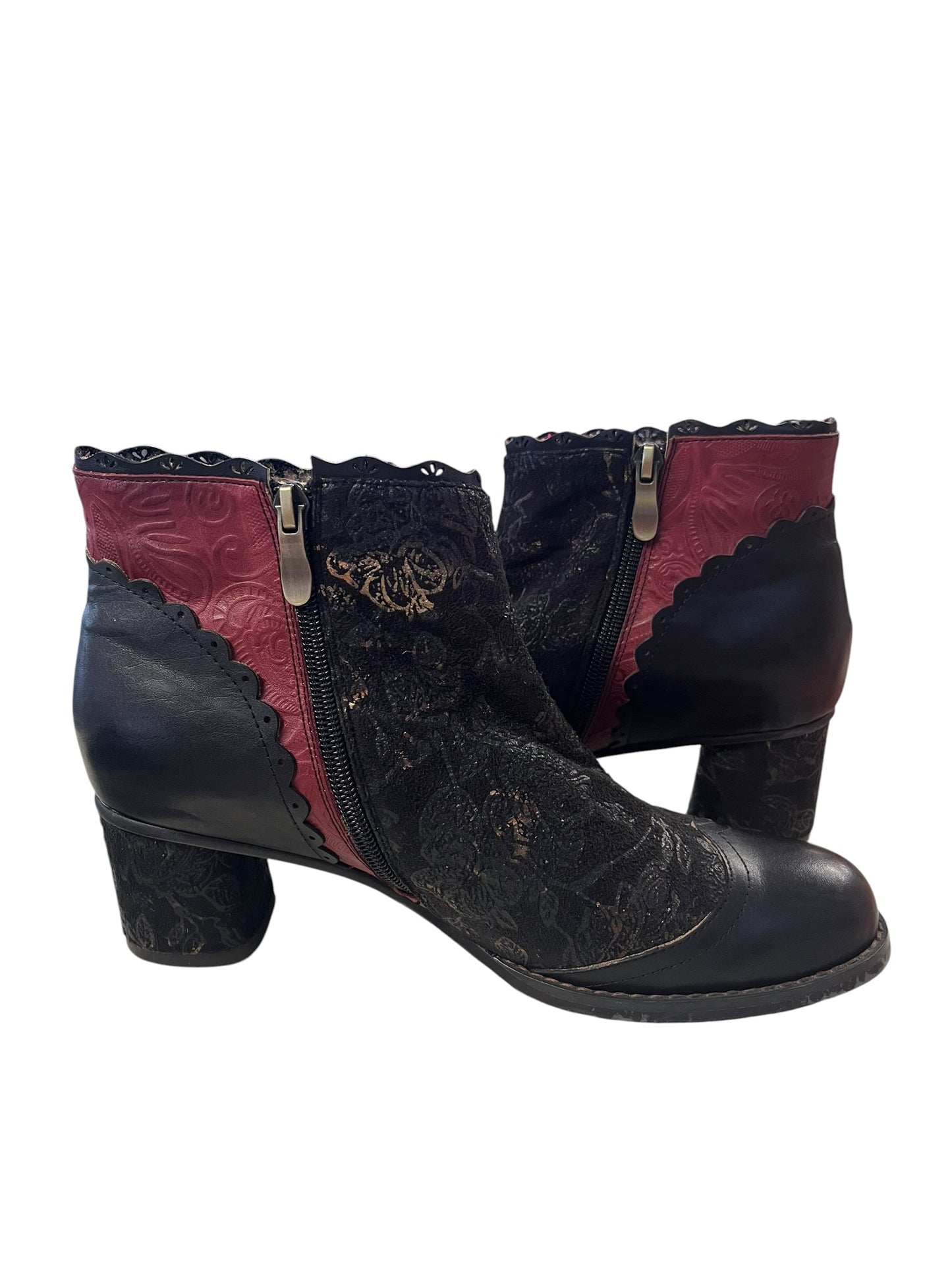 HELLIUM LEATHER BROCADE ANKLE BOOTS | 40