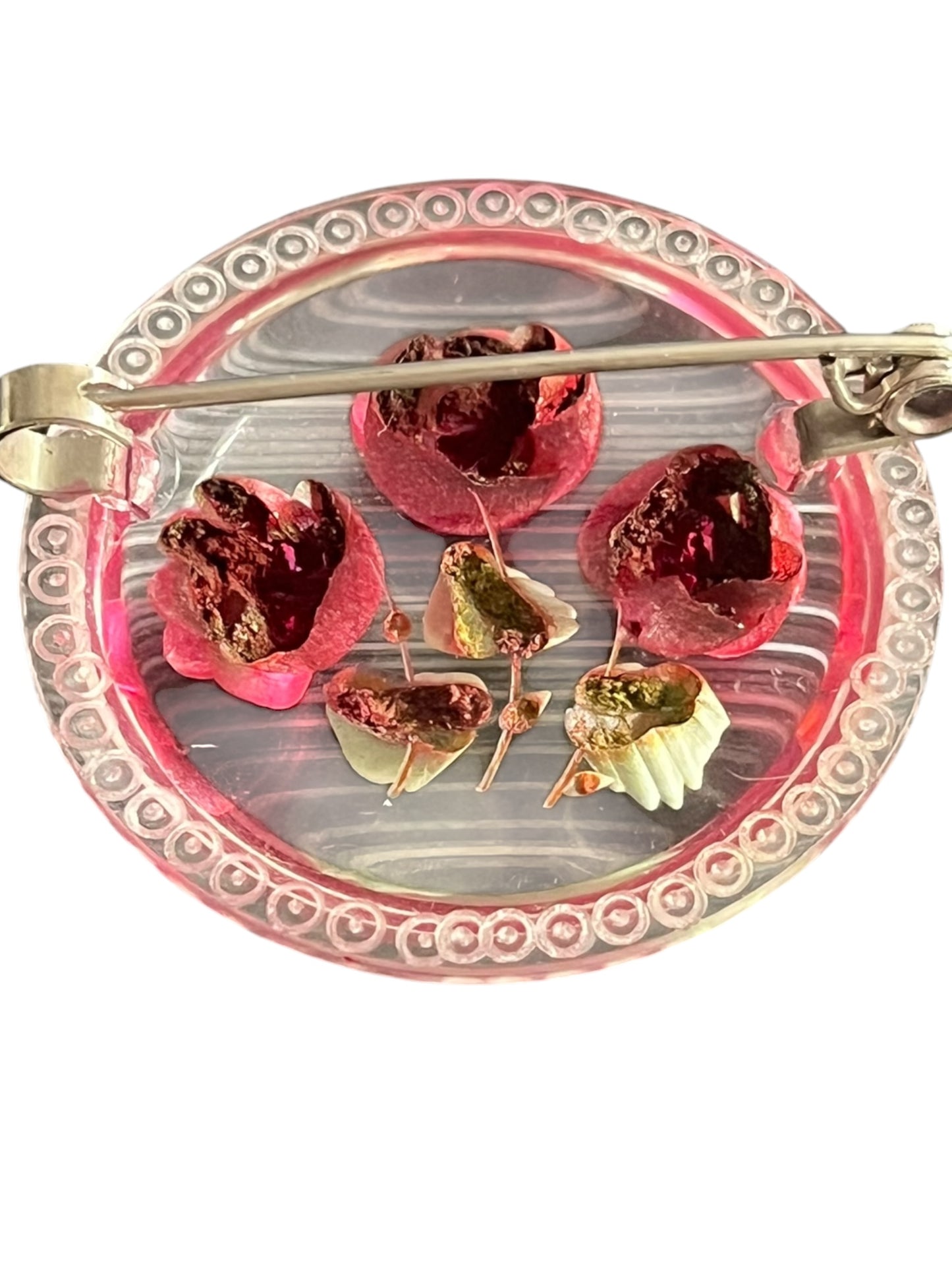 ROUND RED ROSE BROOCH