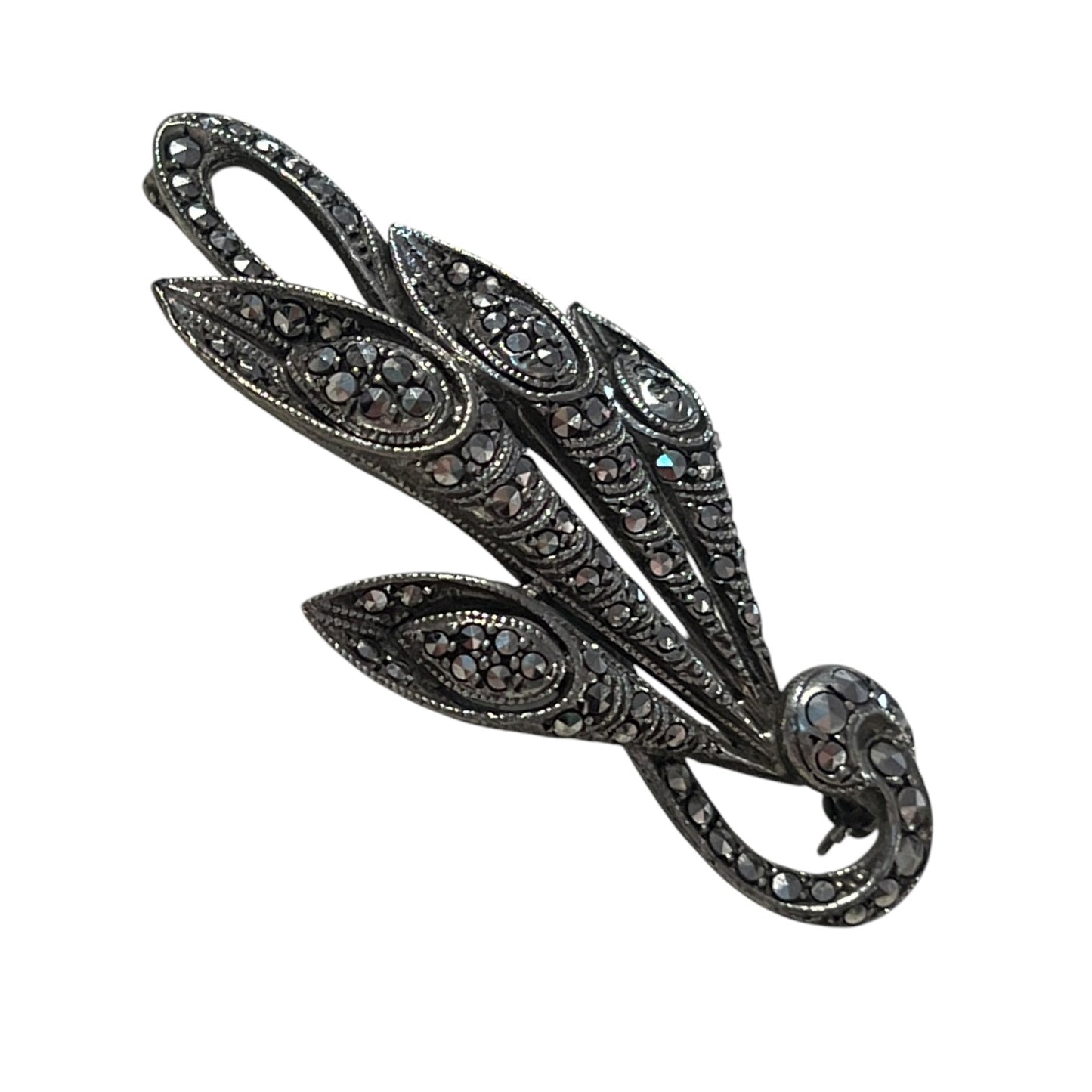 FLORAL SPRAY MARCASITE BROOCH