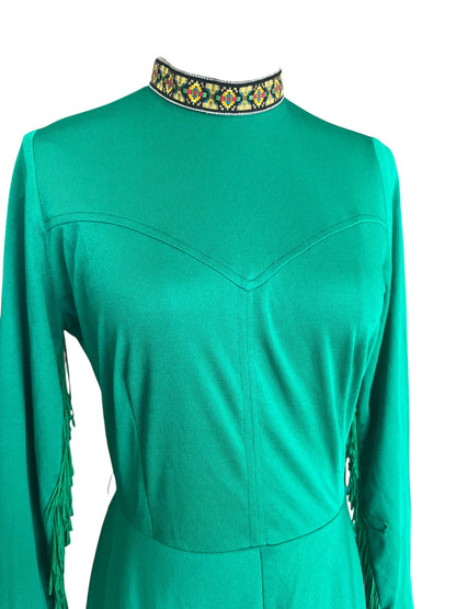 BARNABY GREEN FRINGE DRESS | 8