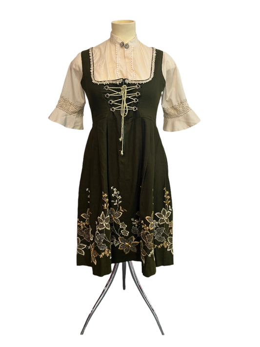 AUTHENTIC DIRNDL OLIVE DRESS SZ 16