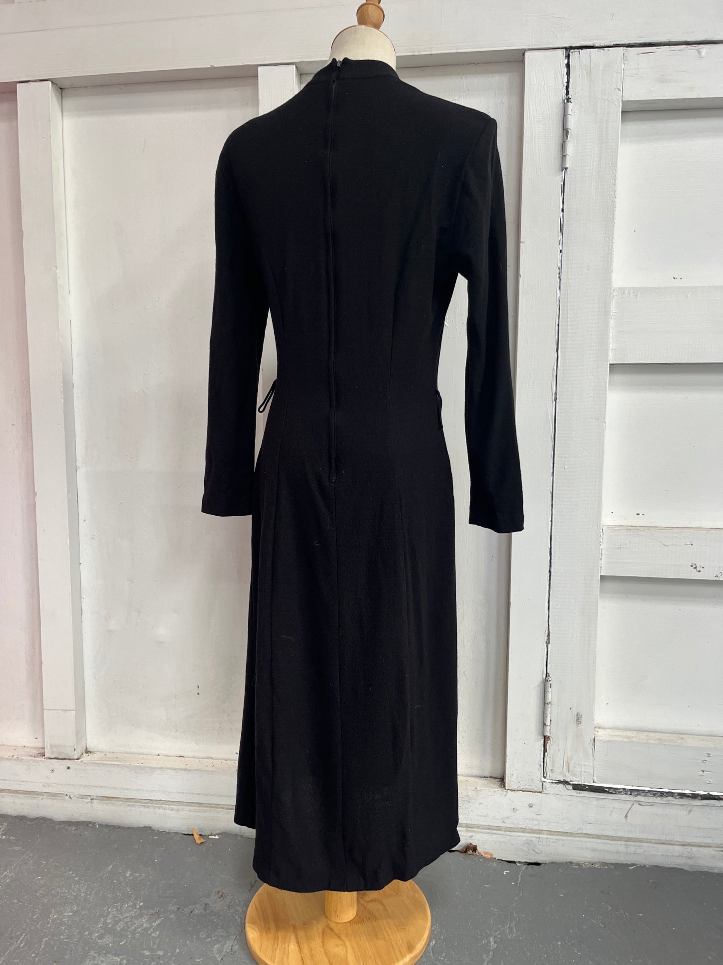 BLACK VIRGIN WOOL DRESS SZ 14