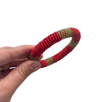 RED & GOLD BEADED BANGLE