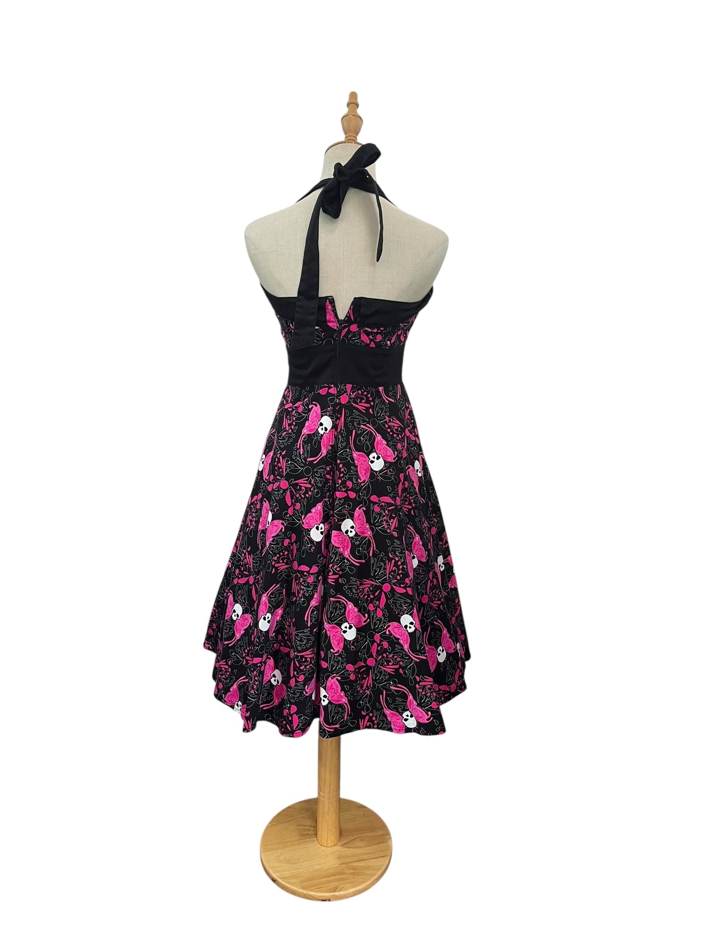 HELLBUNNY PINK BUTTERLY SKULL DRESS | 8
