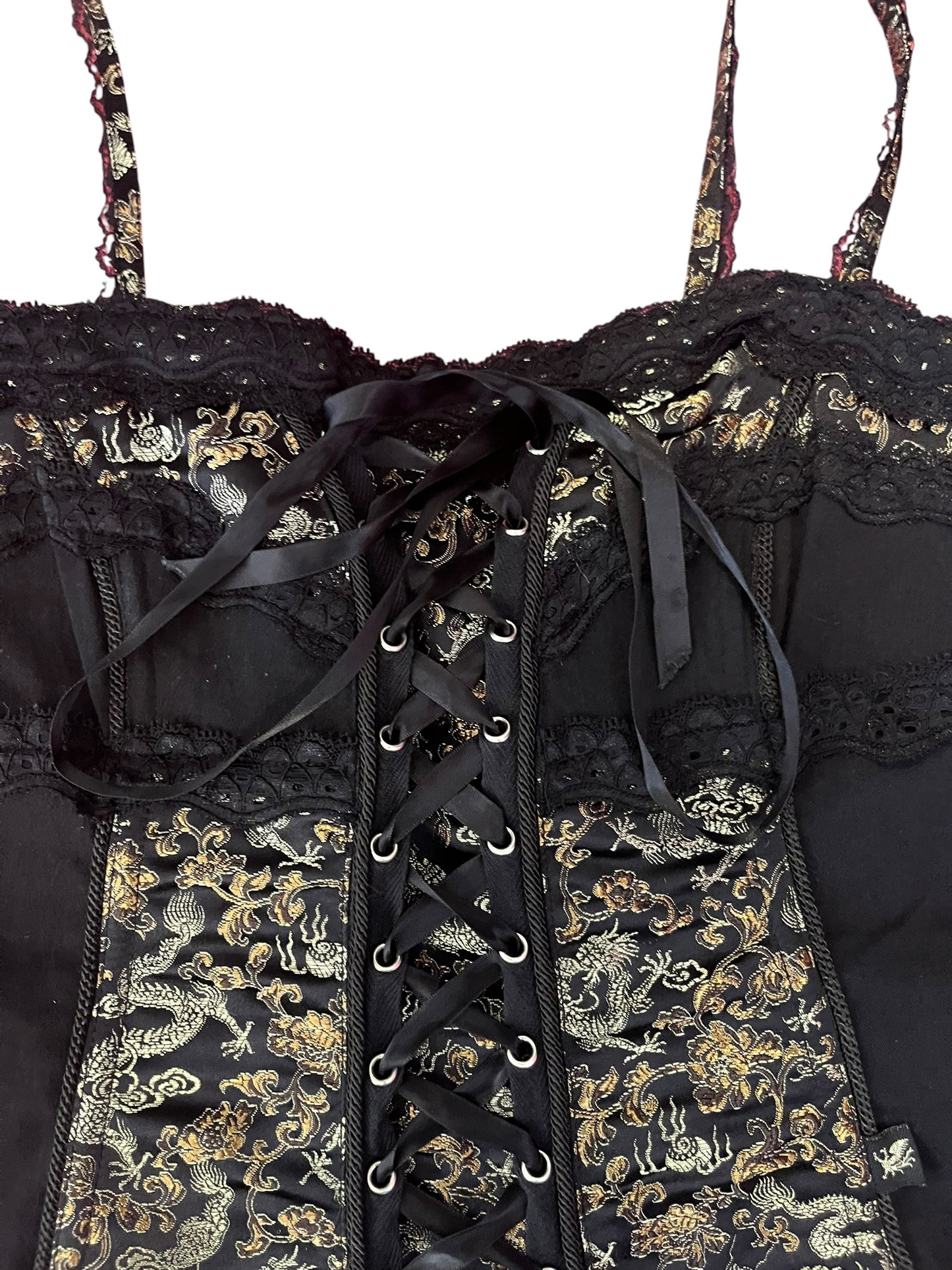 TRIPP NYC BLACK & GOLD CORSET TOP | L