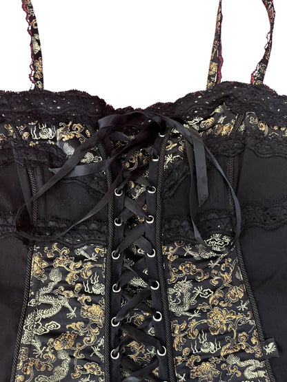 TRIPP NYC BLACK & GOLD CORSET TOP | L
