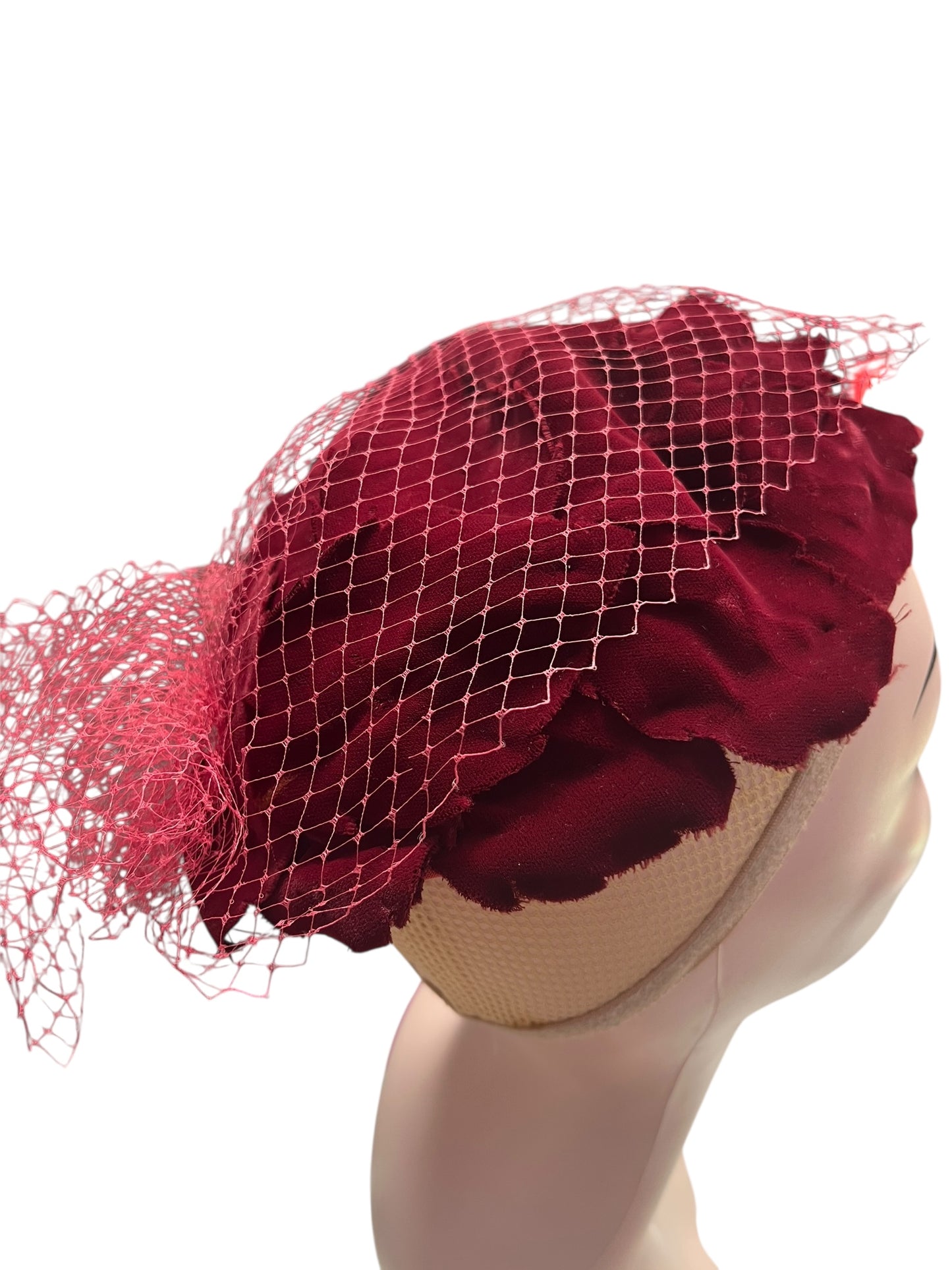 BURGUNDY VELVET HALF HAT