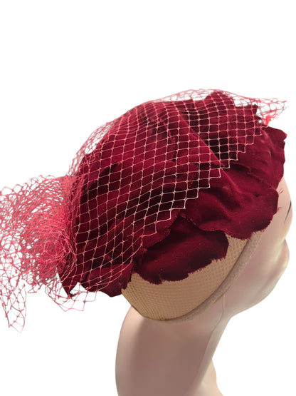 BURGUNDY VELVET HALF HAT
