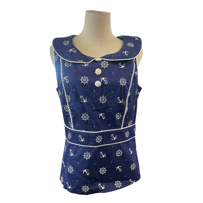 VOODOO VIXEN BLUE NAUTICAL TOP | L