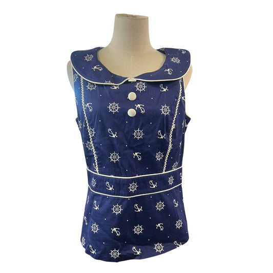 VOODOO VIXEN BLUE NAUTICAL TOP | L