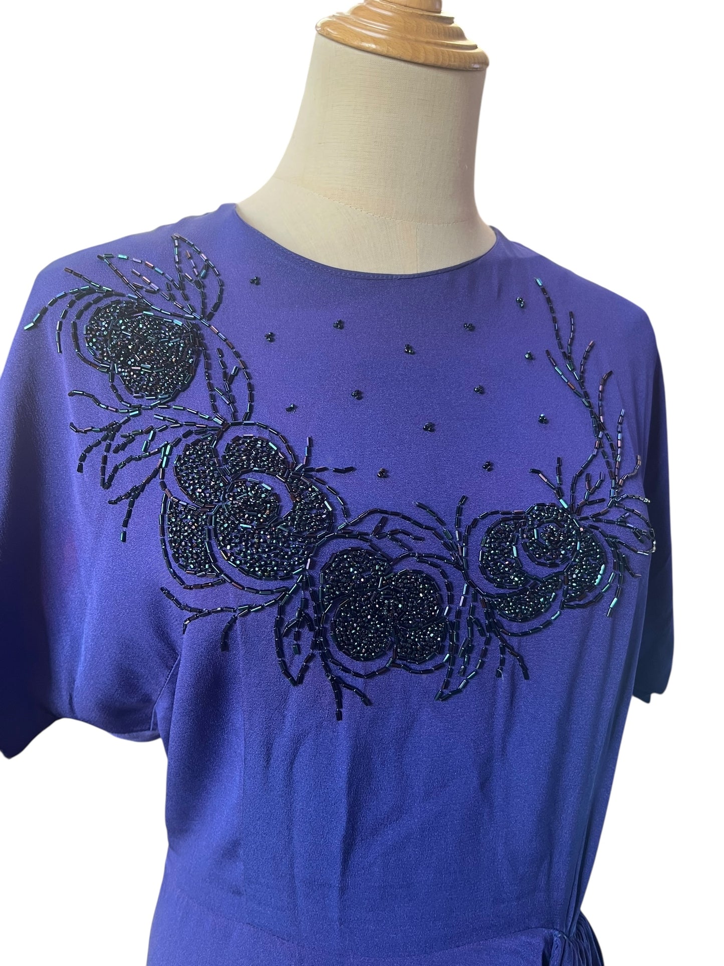 A BLUE SWAREE 1940S DRESS | 12