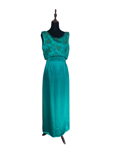 GREEN ENVY SATIN GOWN | 10
