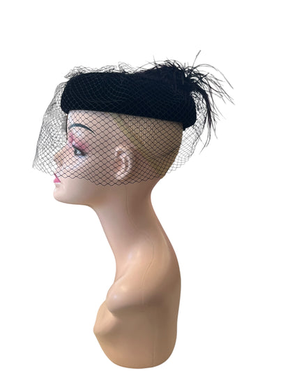 BLACK PILLBOX FASCINATOR