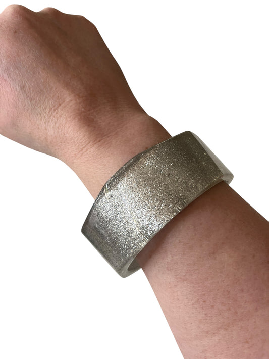 SILVER GLITTER HEX BANGLE