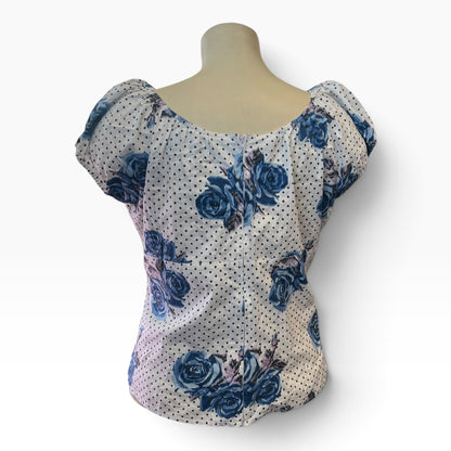 HELLBUNNY BLUE ROSE TOP | 4XL