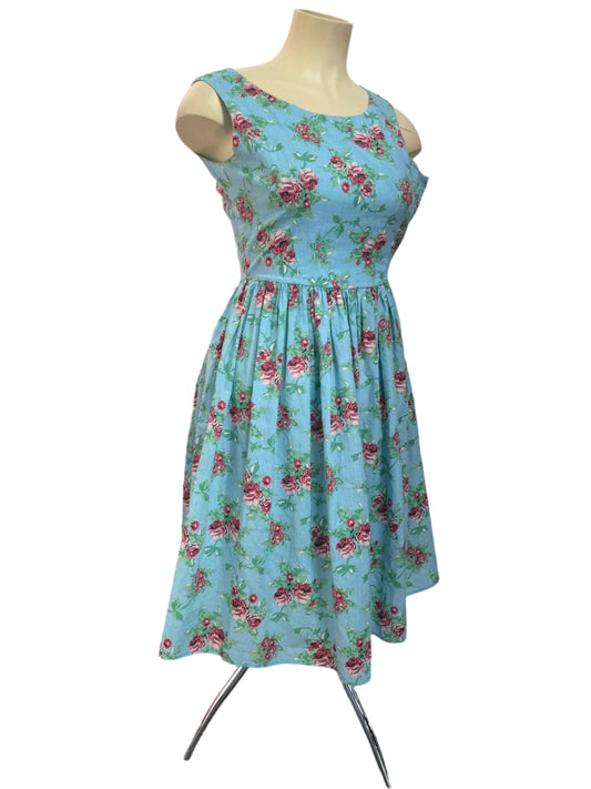 PALE BLUE ROSE DRESS sz 12