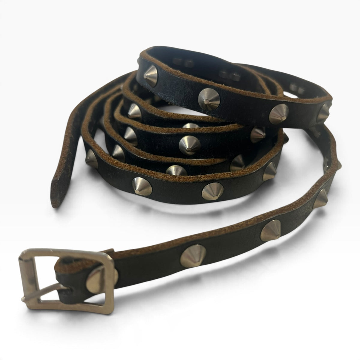 BLACK STUDDED LEATHER BELT